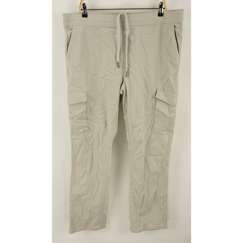 New HEDGE Men's 2XL x 30" Beige Lightweight‎ Woven Cotton Drawstring Cargo Pants